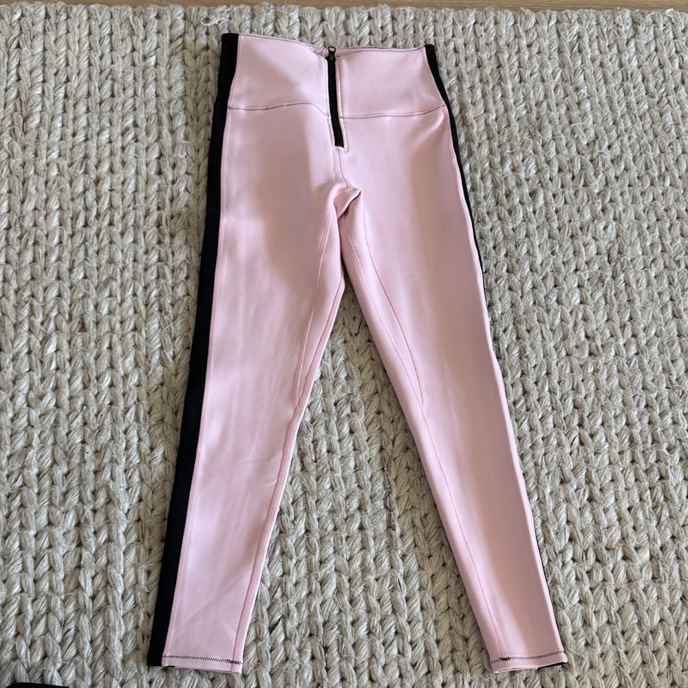 SOLID & STRIPED Pink Leggings with Black Stripes